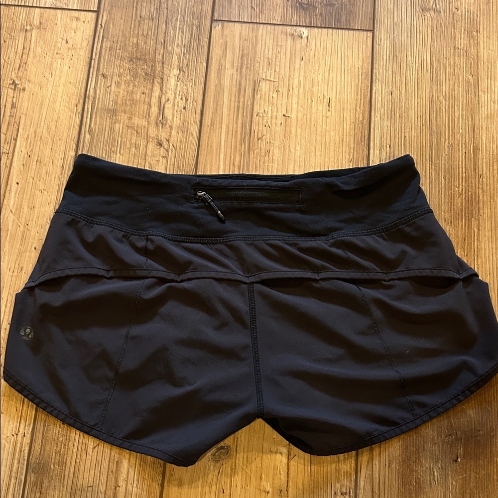 Lululemon Women's Black Athletic Running Shorts with Waist Pocket